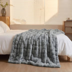 Gray Plush Textured Throw Blanket lifestyle photo