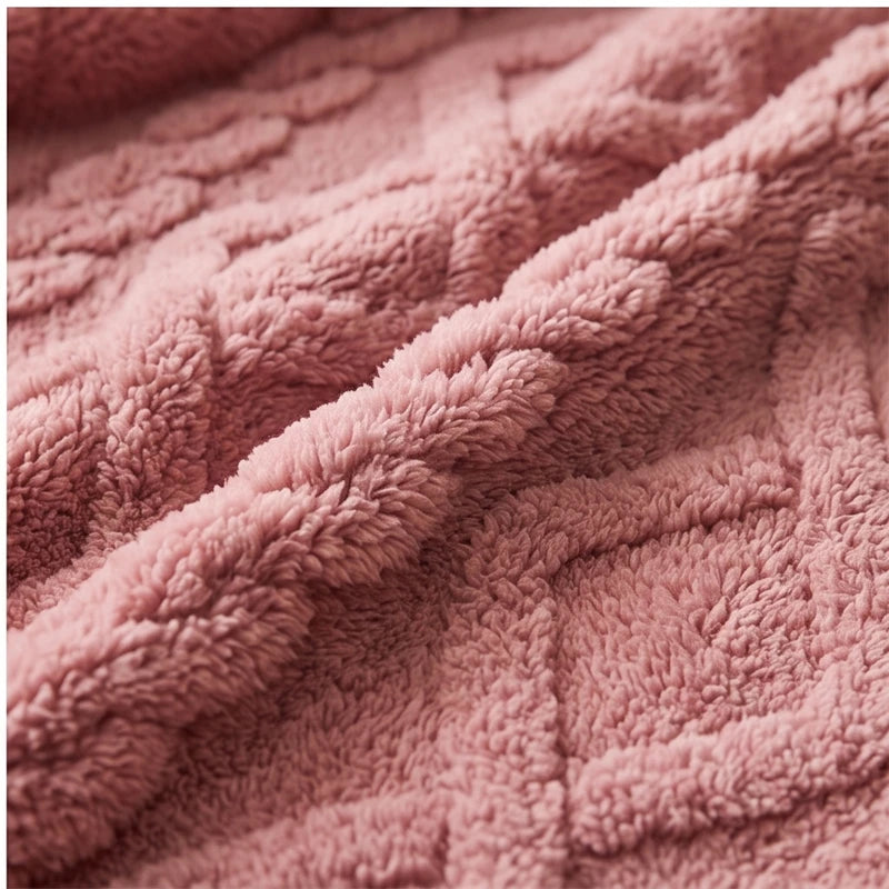 Pink fleece blanket styled in a warm home setting - 3