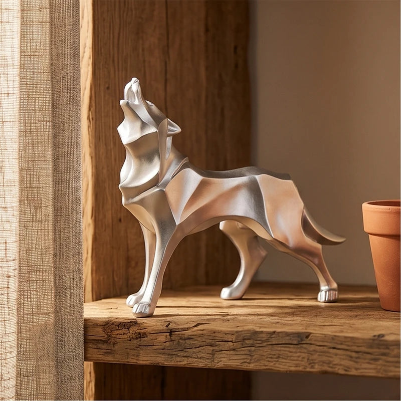 Silver Fenrir Resin Wolf Figurines lifestyle photo
