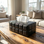 Quilted Leather Tissue Box Cover