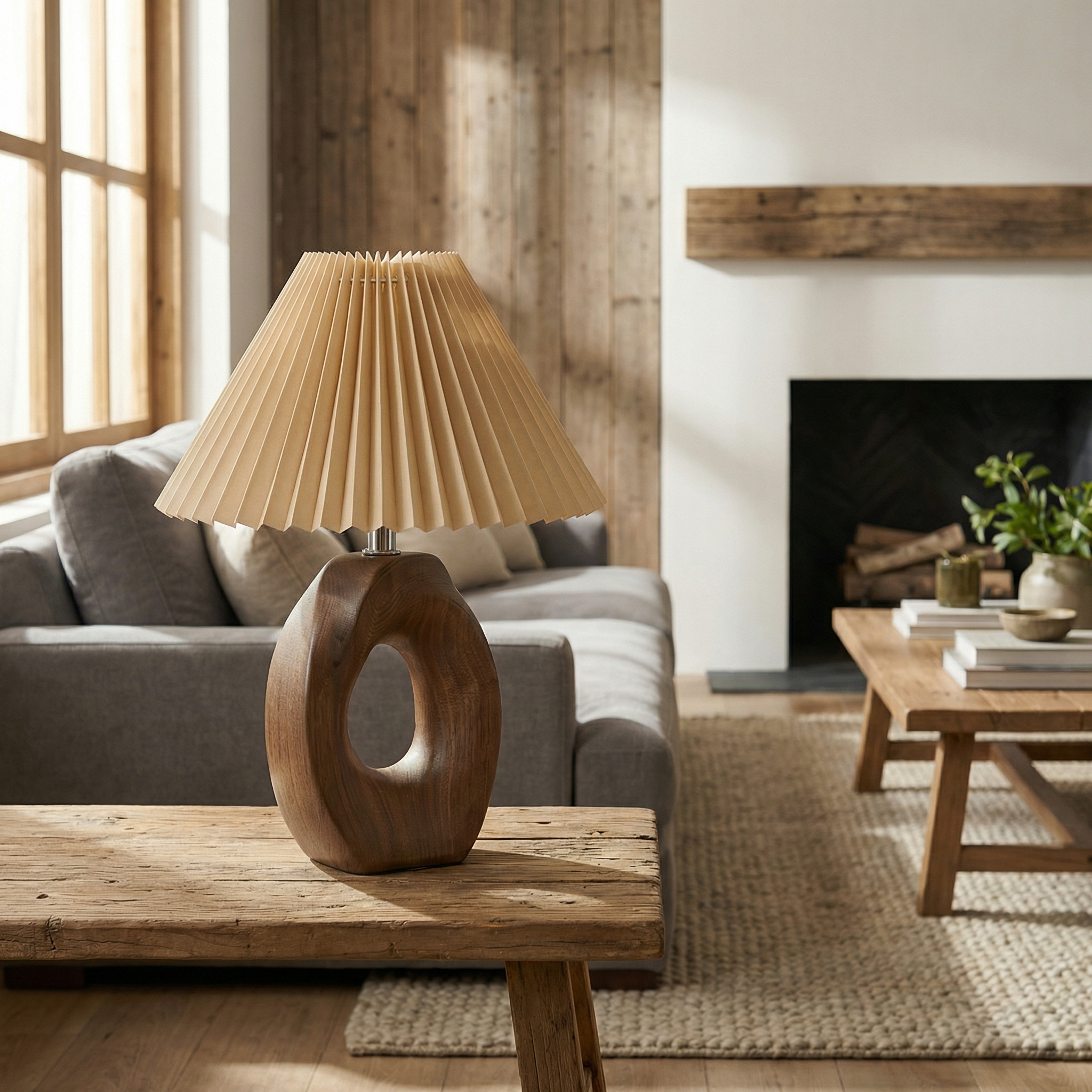 Solace Sculpted Wood Table Lamp