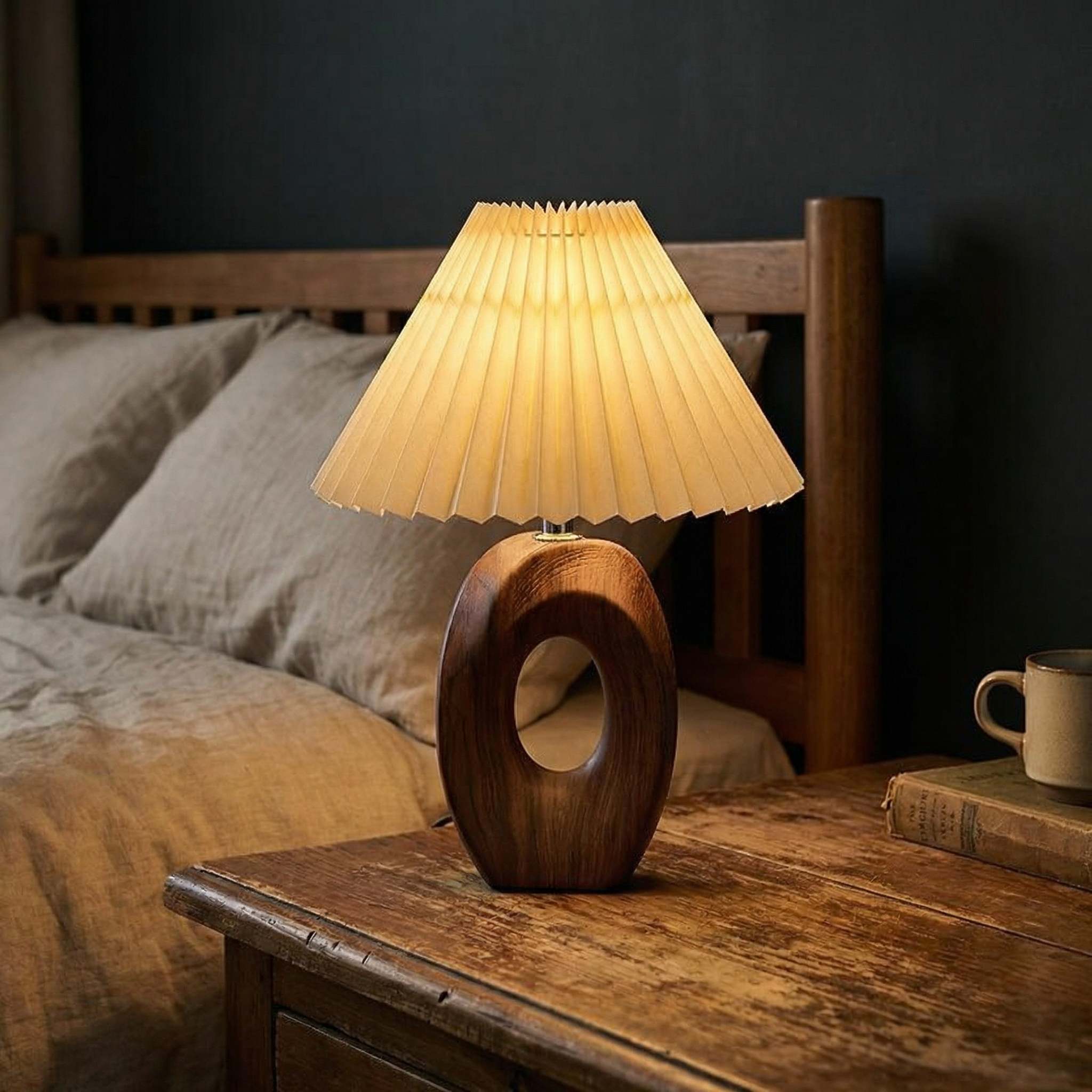 Solace Sculpted Wood Table Lamp