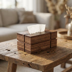 Nordic Geometric Wood Tissue Box