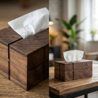 Nordic Geometric Wood Tissue Box