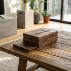 Nordic Geometric Wood Tissue Box