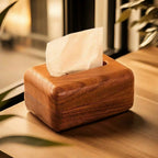 Rounded Mid-Century Wooden Tissue Box