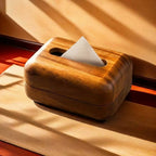 Rounded Mid-Century Wooden Tissue Box