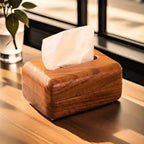 Rounded Mid-Century Wooden Tissue Box