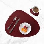 Deep red leather placemat and coaster set