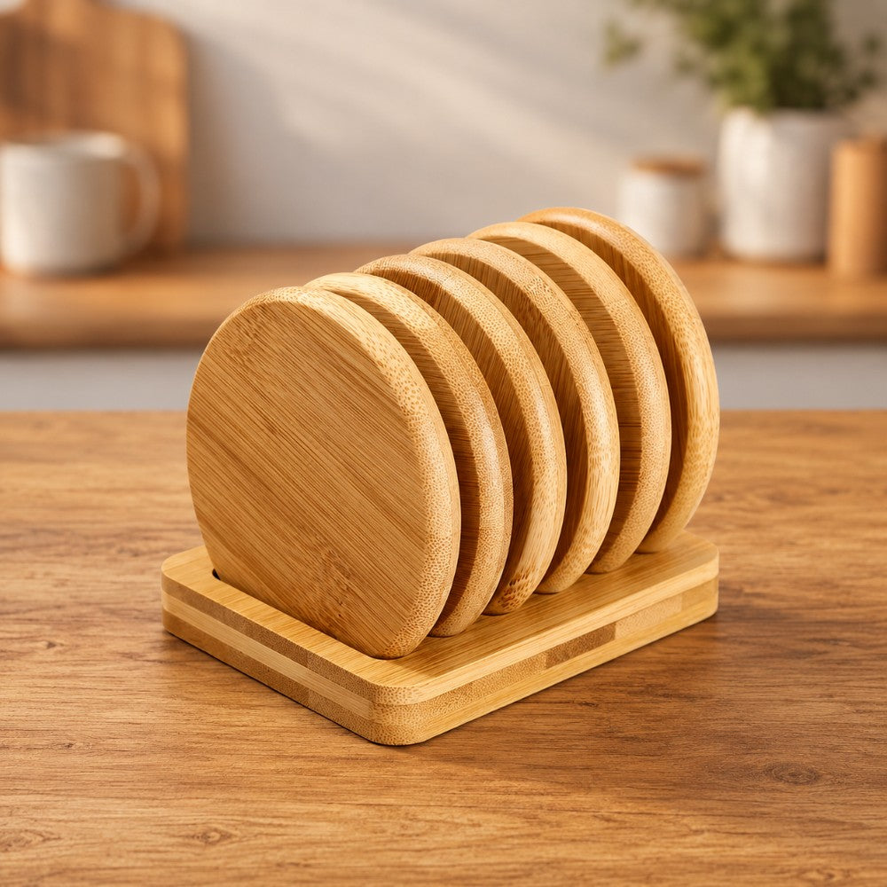 Ashworth Wood Coaster Set with Display Stand