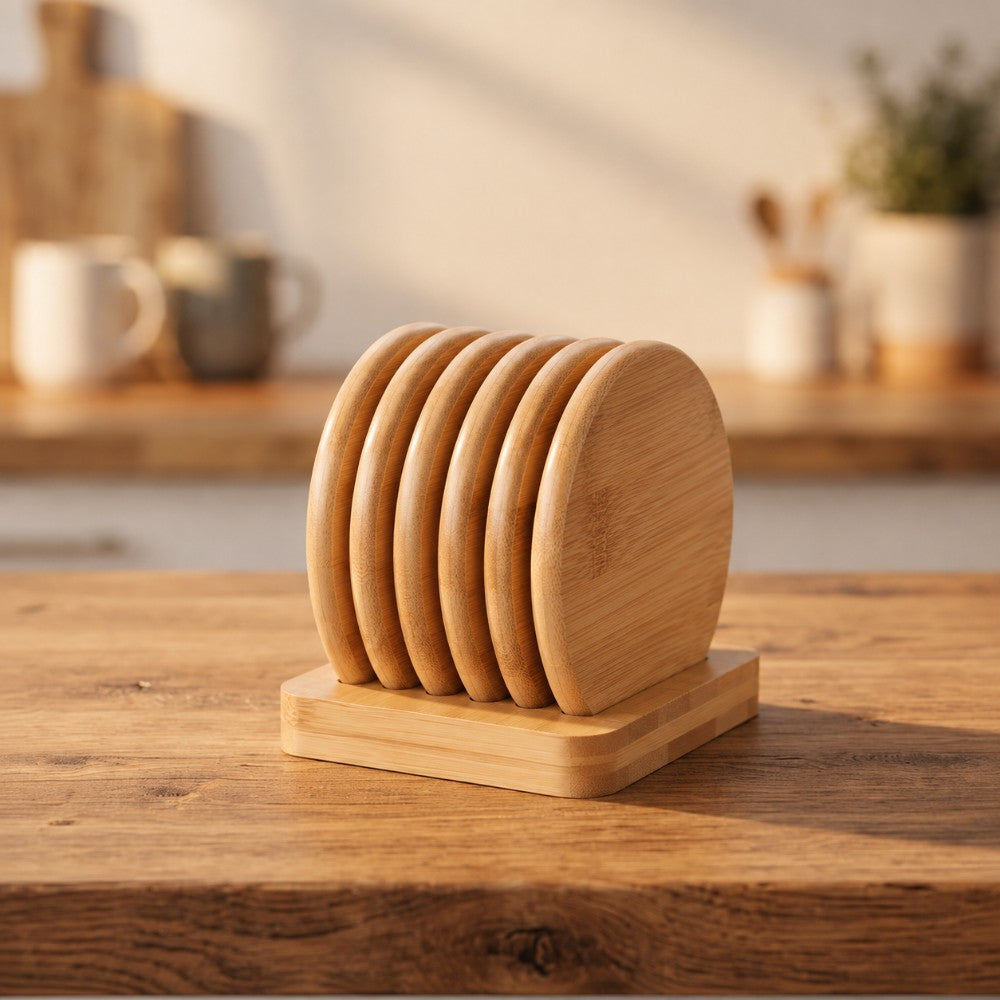 Ashworth Wood Coaster Set with Display Stand